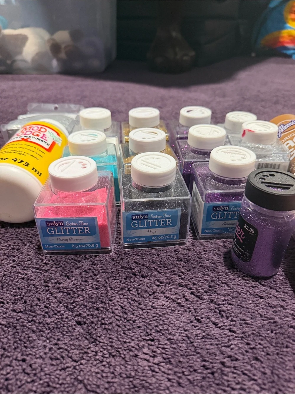 Gloss & Matte Glue Set with Assorted Glitter Colors